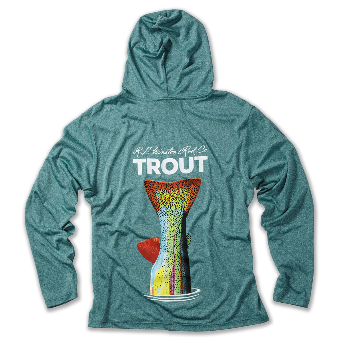 R.L. Winston Trout Tech Hooded Shirt Heather Green Small