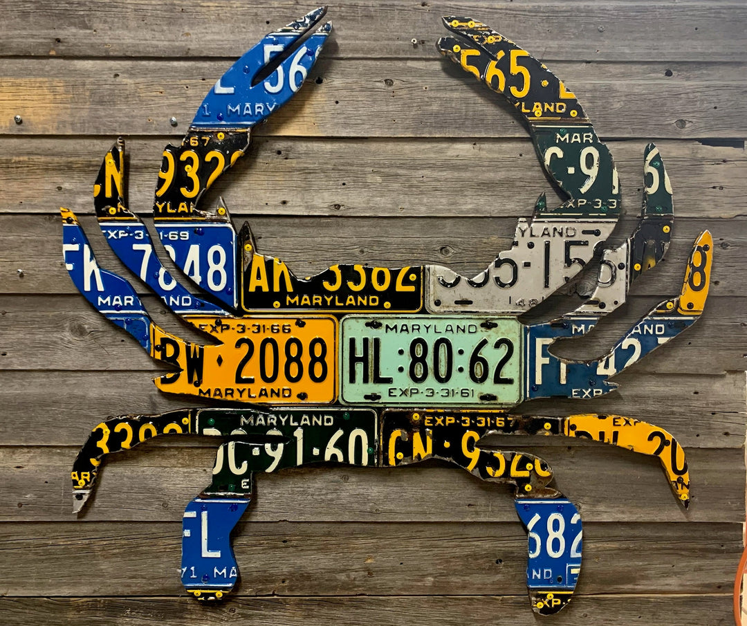 Maryland Blue Crab Vintage License Plate Art