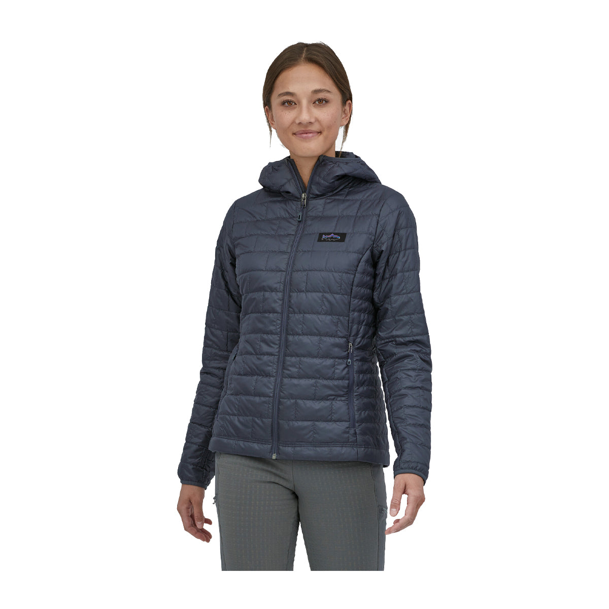 Patagonia Womens Nano Puff Fitz Roy Trout Hoody Smolder Blue Madison River Fishing Company