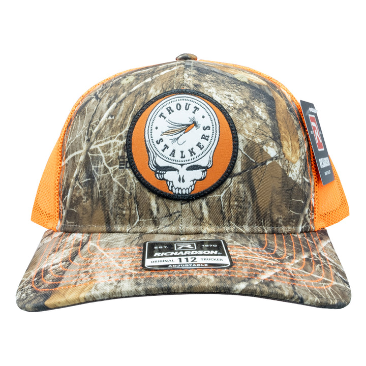 MTS Skull Logo 112 Realtree Edge/Neon Orange Trucker