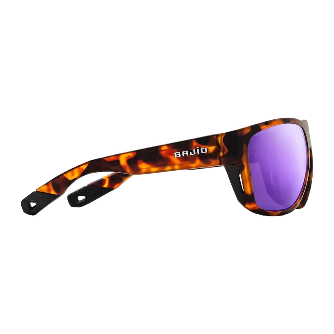 Bajio Sunglasses Las Rocas Brown Tortoise Matte Violet Mirror Glass