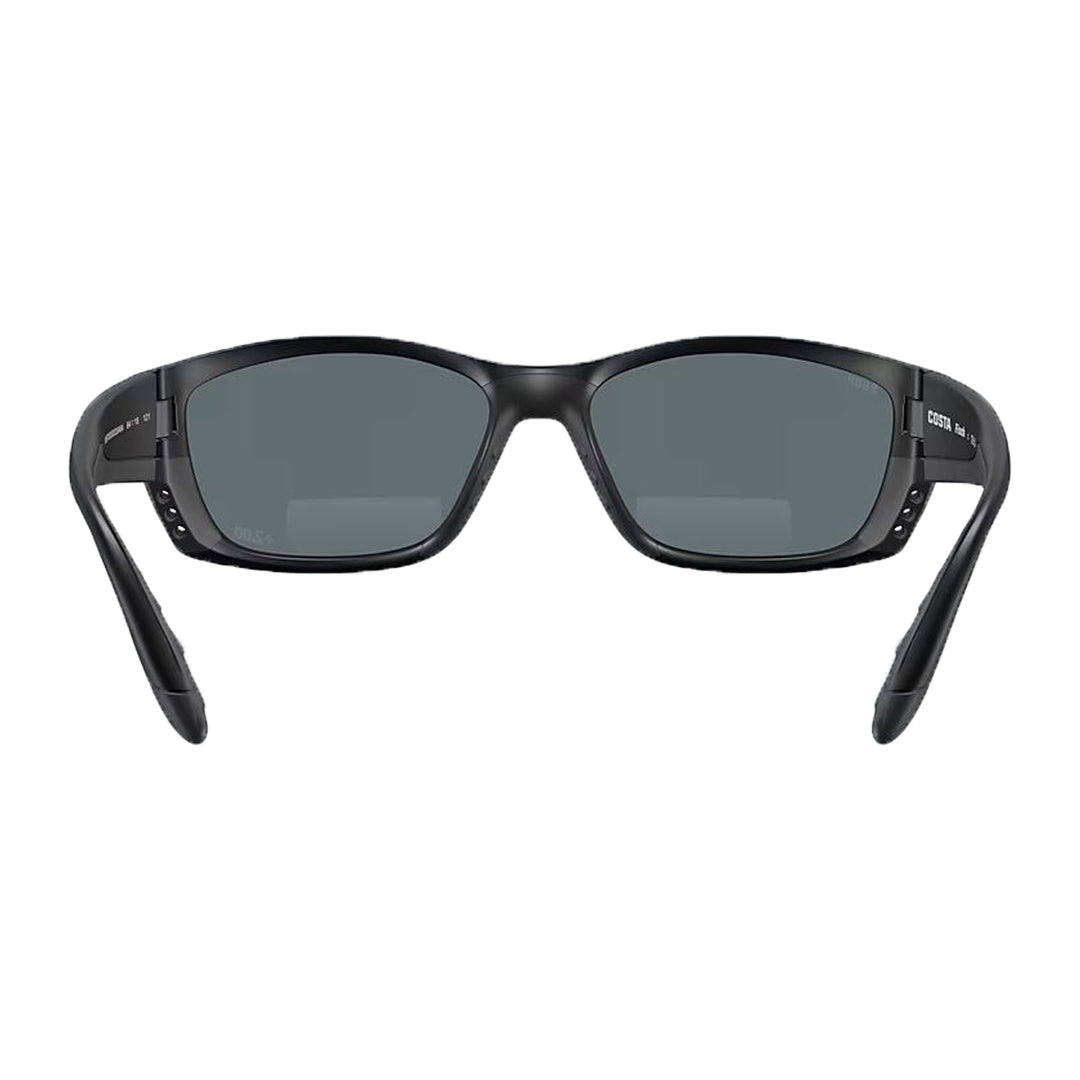 Costa Fisch Sunglasses Matte Black Gray Blue Mirror 580P C-Mate +2.00