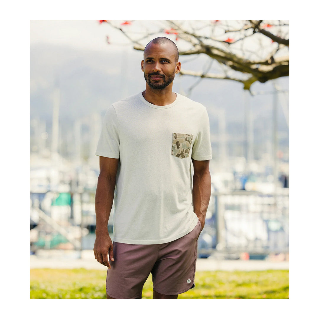 Free Fly Barrier Island Camo Pocket Tee Heather Birch