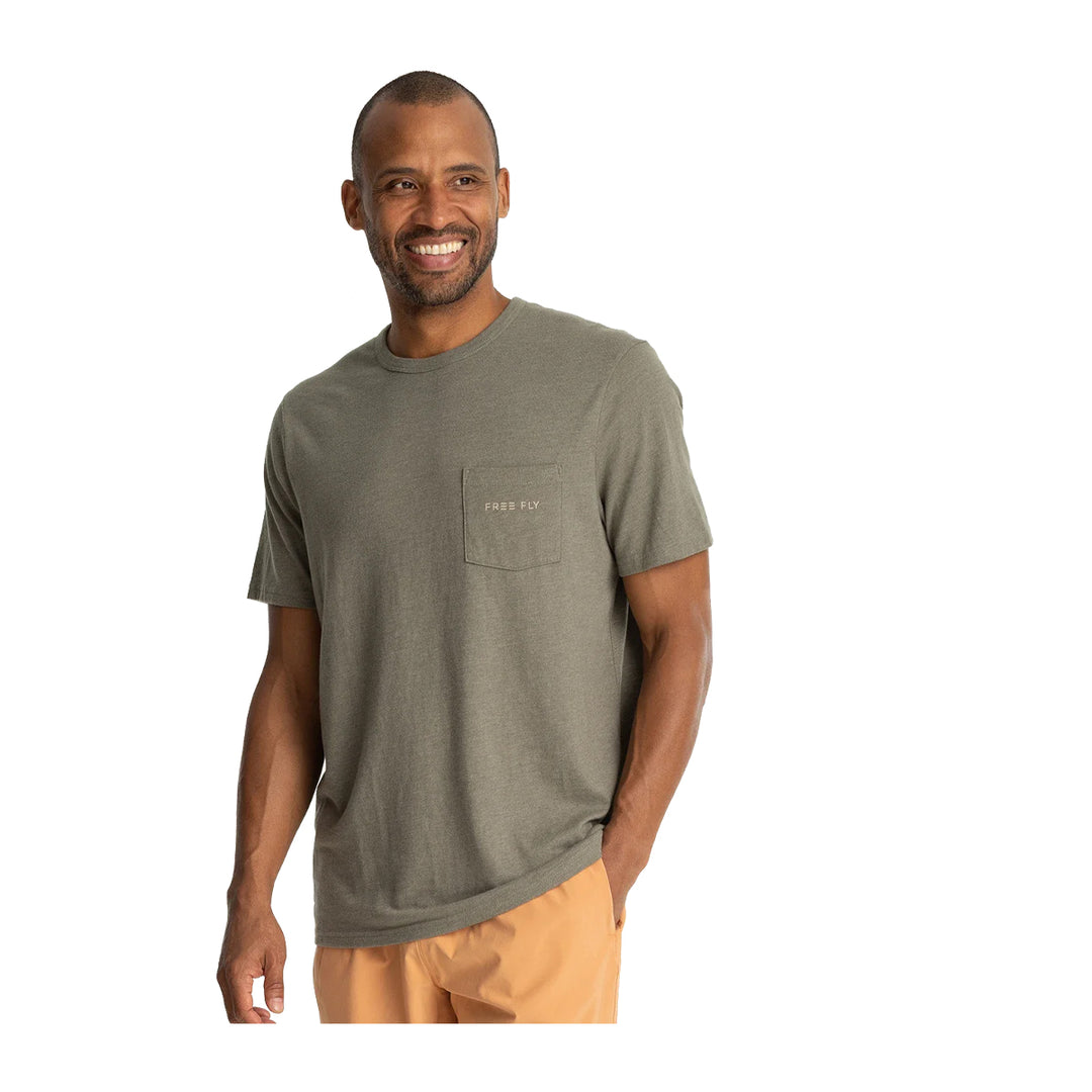 Free Fly Trout Camo Pocket Tee Heather Fatigue