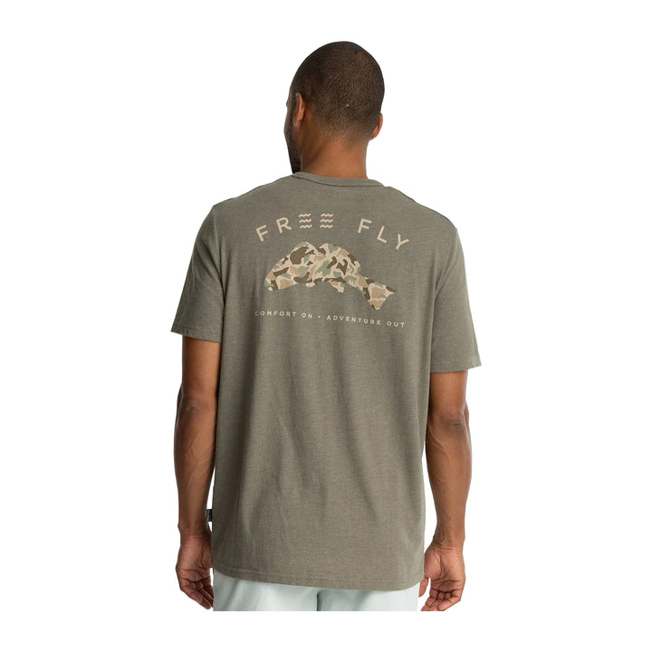 Free Fly Vintage Camo Redfish Pocket Tee Heather Fatigue