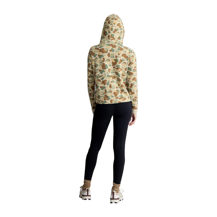 Free Fly Womens Bamboo Lightweight Fleece Cropped Hoodie Vintage Camo