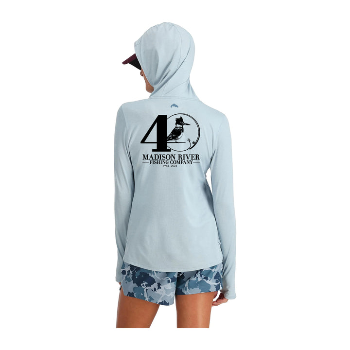 Simms MRFC Logo Womens SolarFlex Hoody Steel Blue Heather