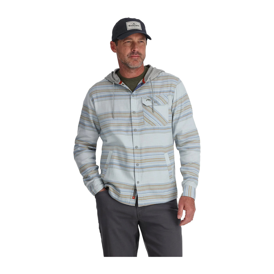 Simms Santee Flannel Hoody White/Pale Pine Blanket Stripe