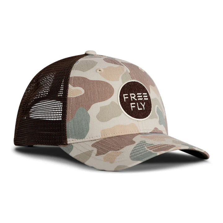 Free Fly Camo Trucker Hat Vintage Camo