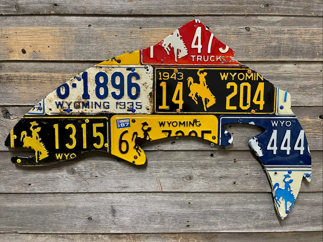 Wyoming Antique Trout License Plate Art