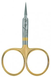 Dr. Slick Arrow Scissor, 3-1/2",  Gold Loops, Curved