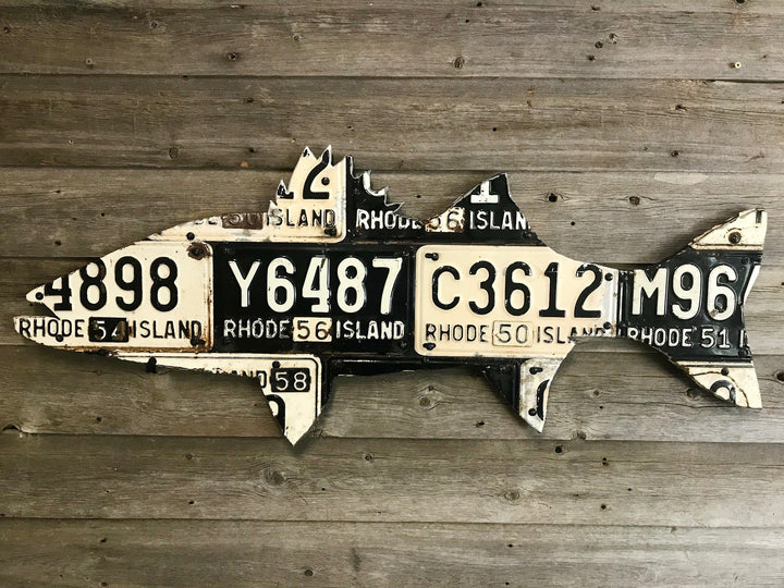 Rhode Island Striped Bass License Plate Art