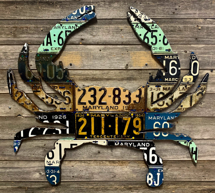 Maryland Blue Crab Vintage License Plate Art