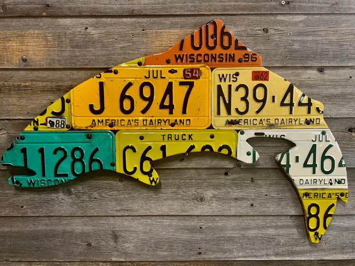 Wisconsin Antique Trout License Plate Art