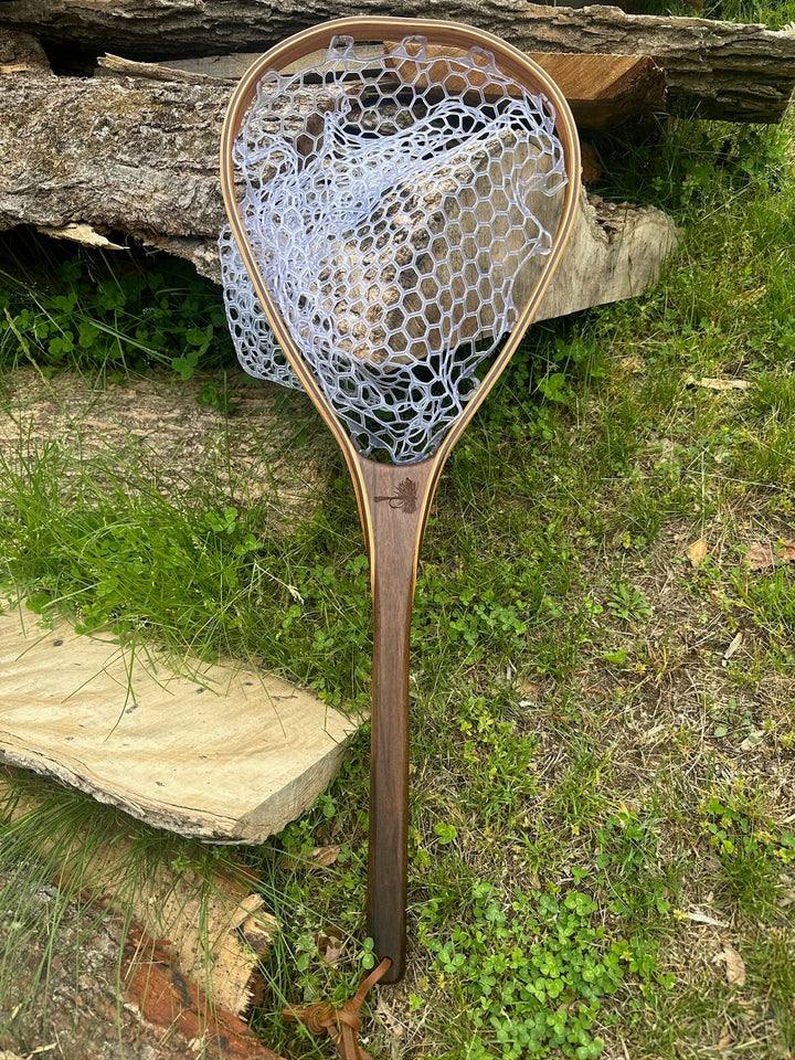 Little Dipper 12"x8" - Adams Dry Fly Engraved - Natural Fly Fishing Traditional Landing Net