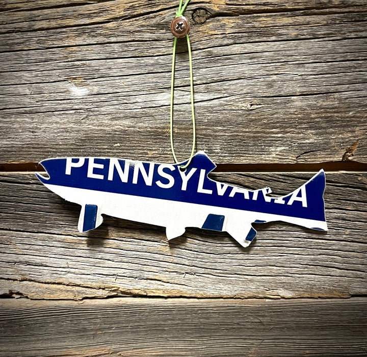 Modern Pennsylvania Trout License Plate Christmas Ornament