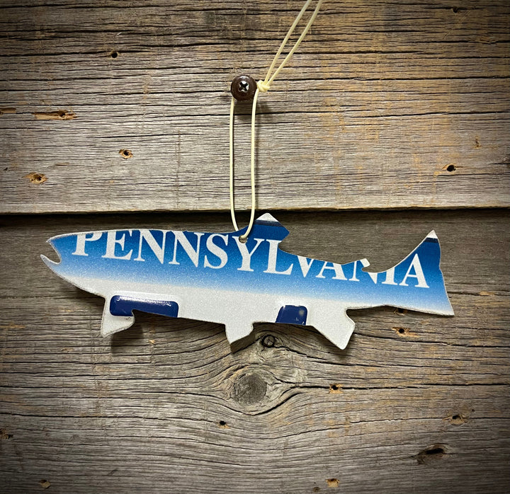 Modern Pennsylvania Trout License Plate Christmas Ornament