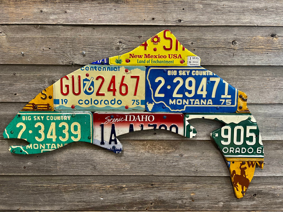 Mixed Western State Trout License Plate Art